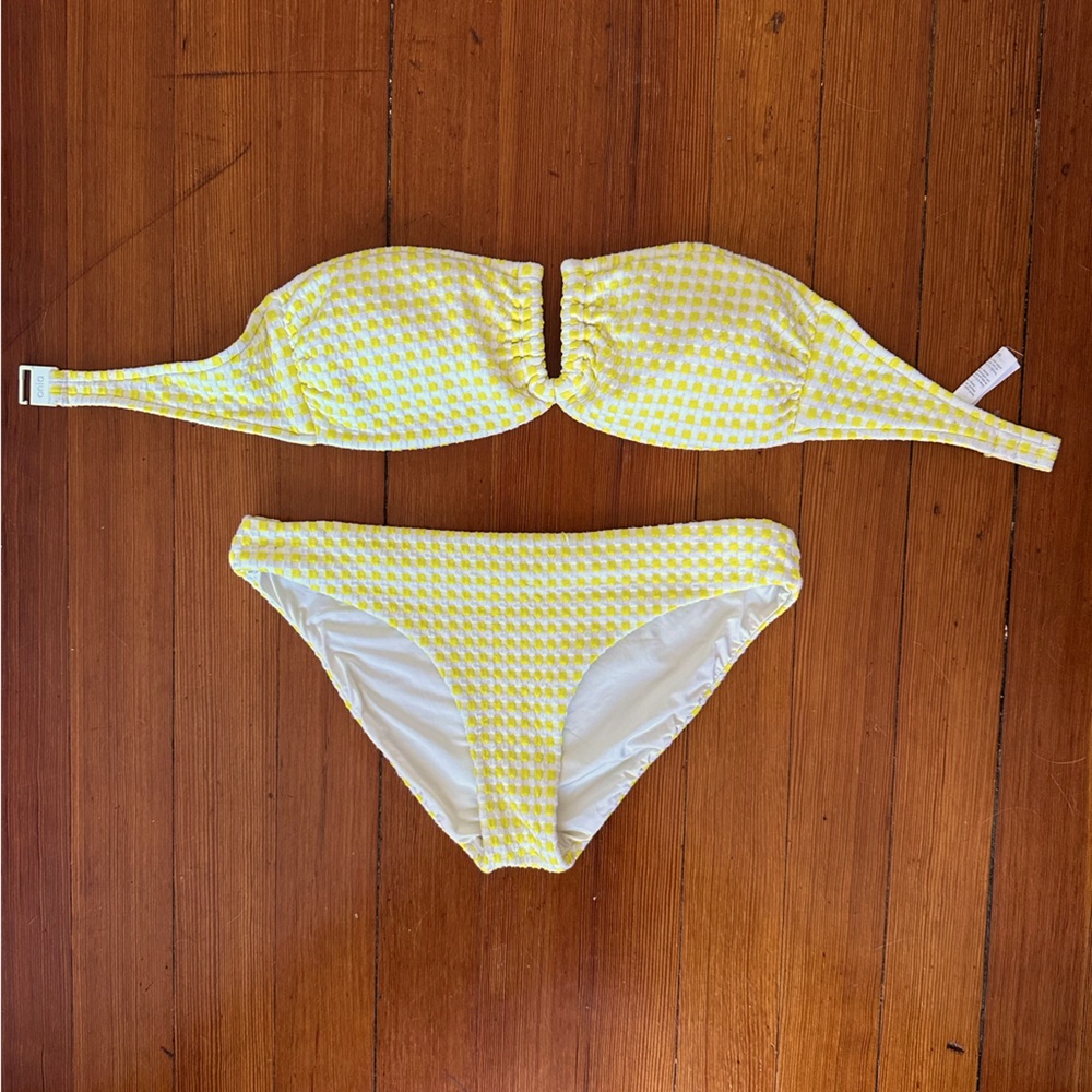Onia yellow & white textured bikini